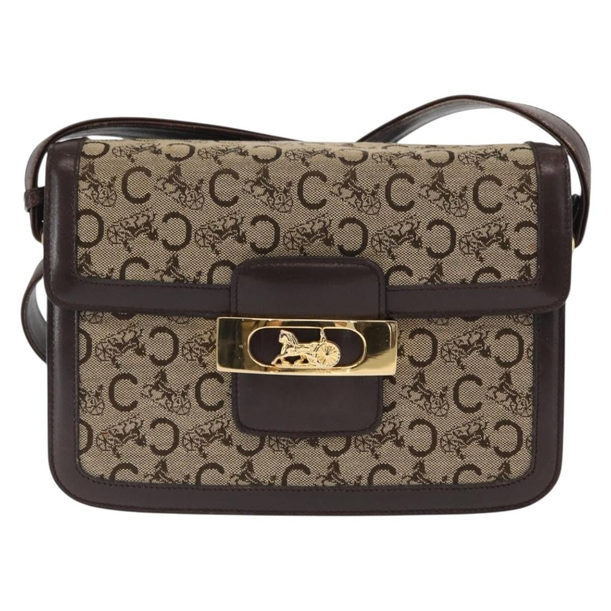 Celine Vintage Horse Carriage C Macadam Shoulder Bag Canvas and Leather - image 1