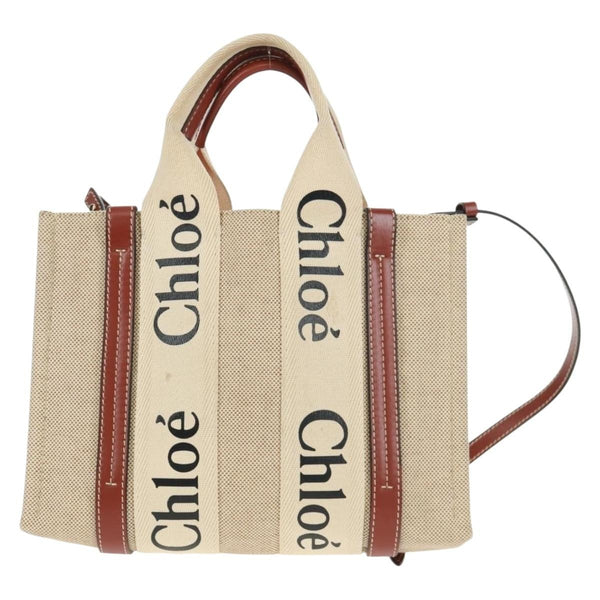 Chloe Woody Convertible Tote Canvas with Leather Small