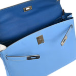 Hermes Kelly Handbag Blue Epsom with Palladium Hardware 35 - image 7