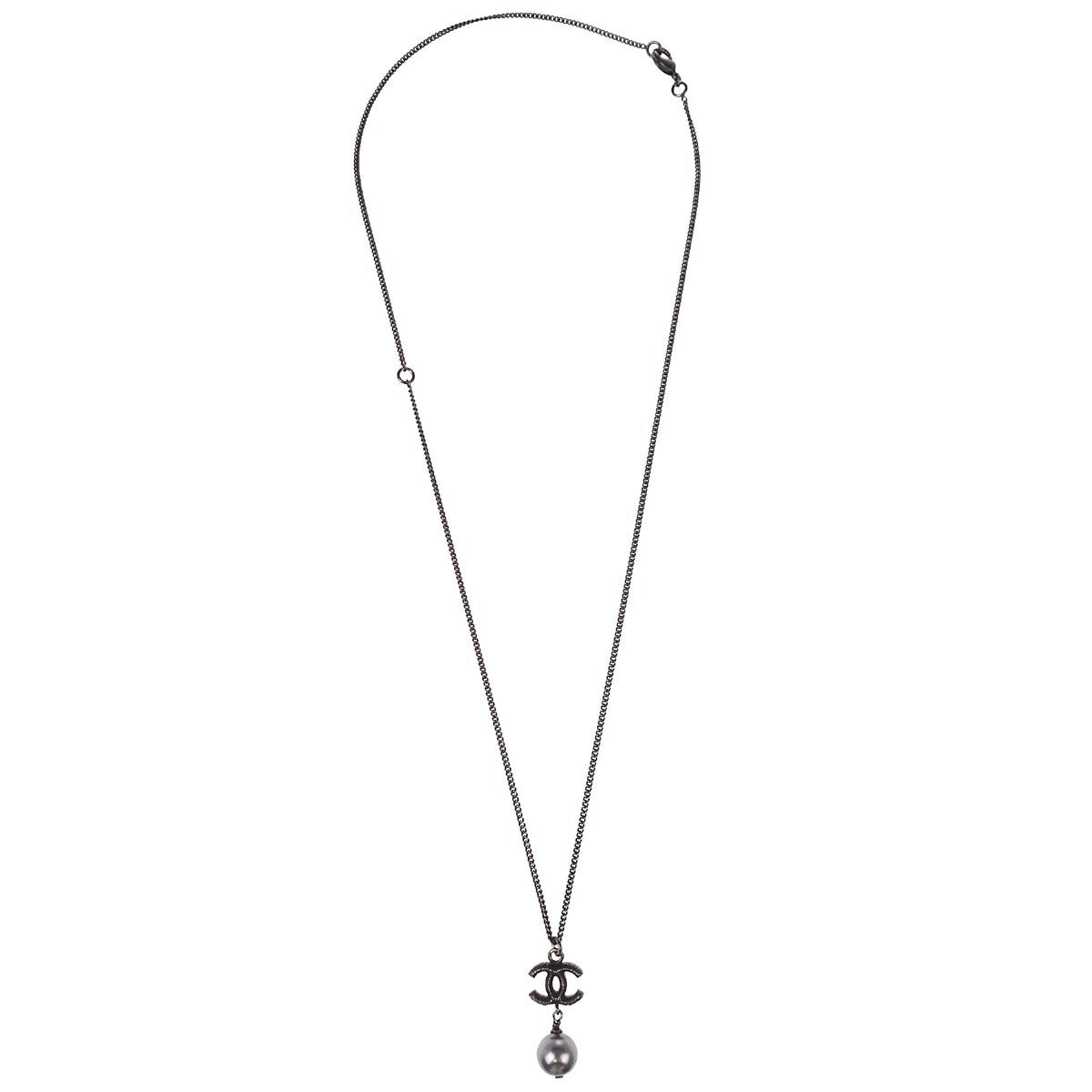 Chanel Vintage CC Pendant Necklace Metal - image 1