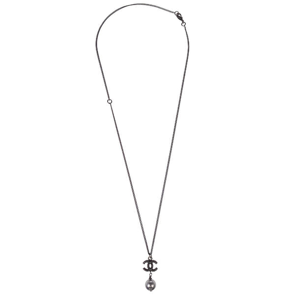 Chanel Vintage CC Pendant Necklace Metal - image 1