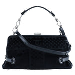 Chanel Vintage CC Side Belted Bowler Bag Check Embossed Velvet Medium - image 1