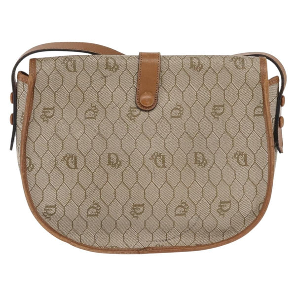 Christian Dior Vintage Honeycomb Shoulder Bag Canvas and Leather