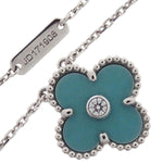 Van Cleef & Arpels Vintage Alhambra Pendant Necklace 18K White Gold and Green Celadon Sevres Porcelain with Diamond - image 3