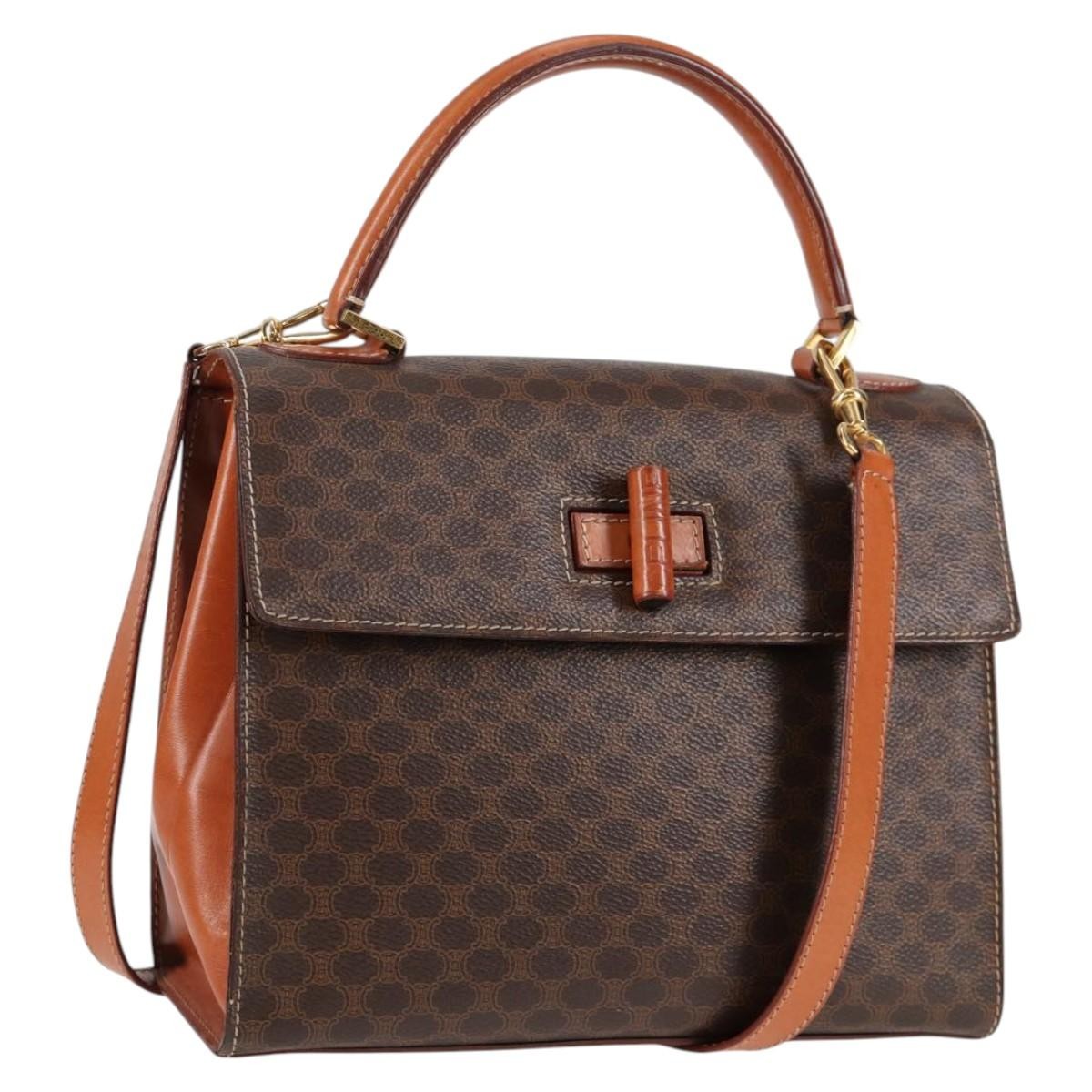Celine Vintage Convertible Top Handle Bag Macadam Coated Canvas Medium - image 1