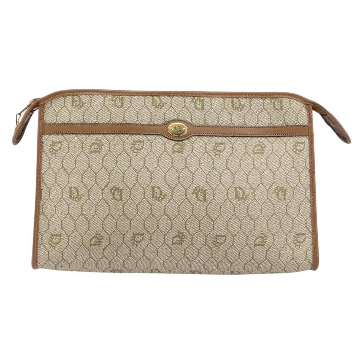 Christian Dior Vintage Honeycomb Zip Pouch Coated Canvas Medium - image 1