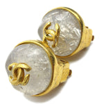 Chanel Vintage CC Round Button Clip-On Earrings Metal - image 3
