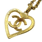 Chanel CC Heart Pendant Necklace Metal - image 3