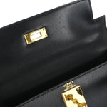 Hermes Kelly Handbag Black Box Calf with Gold Hardware 28 - image 11