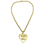 Chanel CC Heart Pendant Necklace Metal - image 1