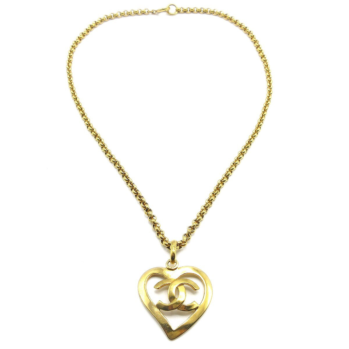 Chanel CC Heart Pendant Necklace Metal - image 1