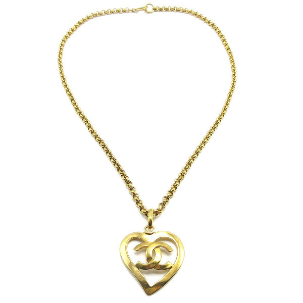 Chanel CC Heart Pendant Necklace Metal - image 1