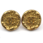 Chanel Vintage CC Round Button Clip-On Earrings Metal - image 1