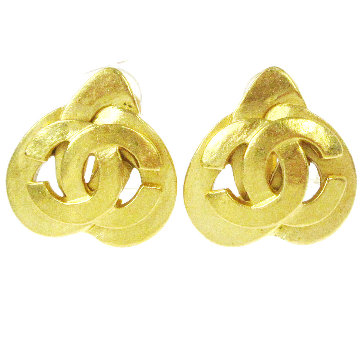Chanel Vintage CC Heart Clip-On Earrings Metal Small - image 1