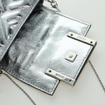 Fendi Chain Baguette Charm Bag Zucca Embossed Leather Nano - image 19