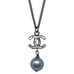 Chanel Vintage CC Pendant Necklace Metal - image 2