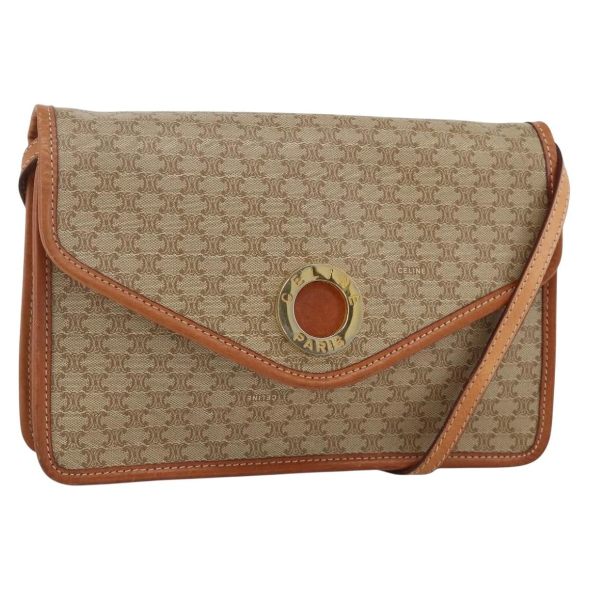 Celine Vintage Macadam Circle Logo Shoulder Bag Canvas and Leather - image 1