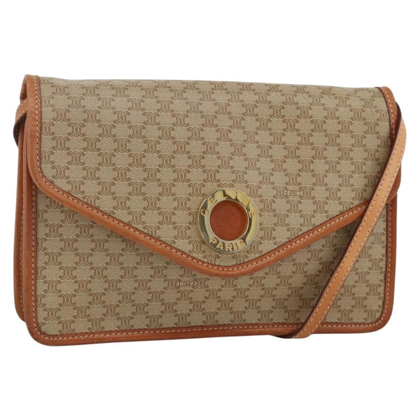 Celine Vintage Macadam Circle Logo Shoulder Bag Canvas and Leather - image 1