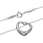Tiffany & Co. Elsa Peretti Open Heart Pendant Necklace Sterling Silver with Pink Sapphire 16mm - image 5