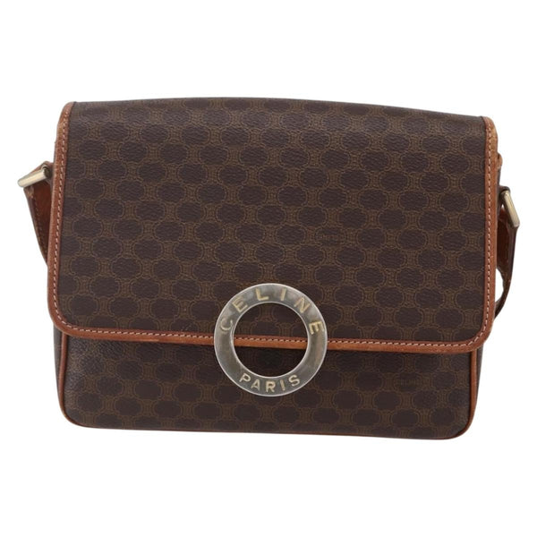 Celine Vintage Macadam Circle Logo Shoulder Bag Canvas and Leather - image 1
