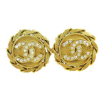Chanel CC Button Clip-On Earrings Metal with Faux Pearl - image 1