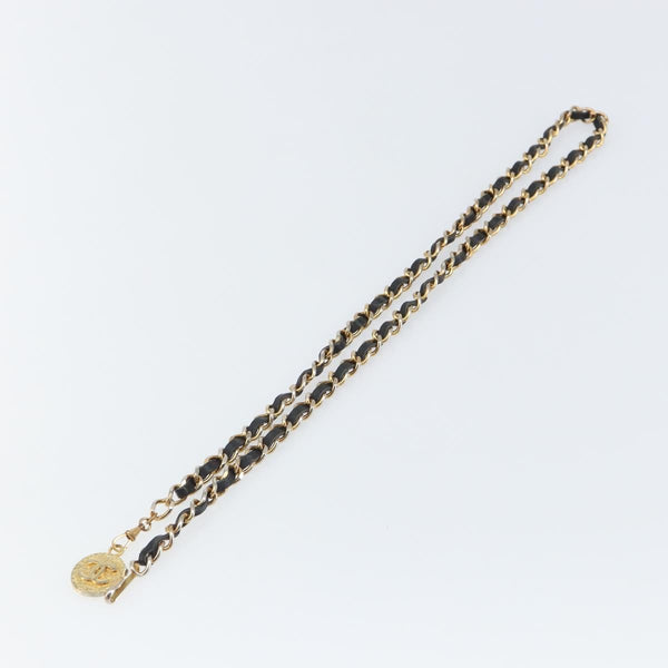Chanel Vintage Logo Chain Belt Metal and Leather - image 1