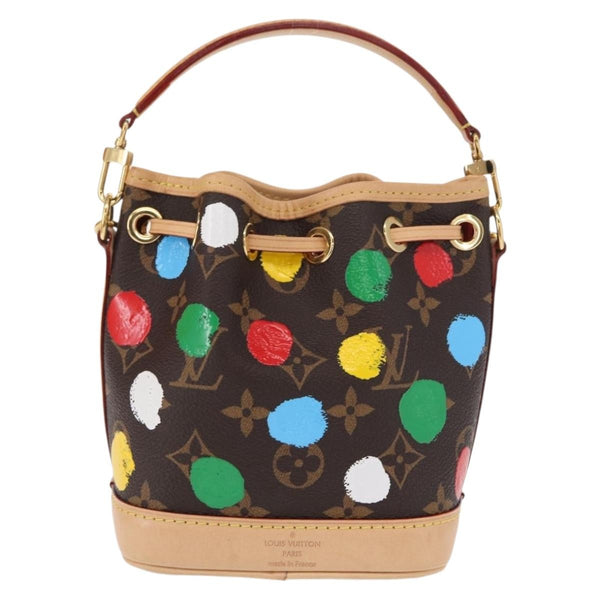 Louis Vuitton Noe Handbag Yayoi Kusama Painted Dots Monogram Canvas Nano