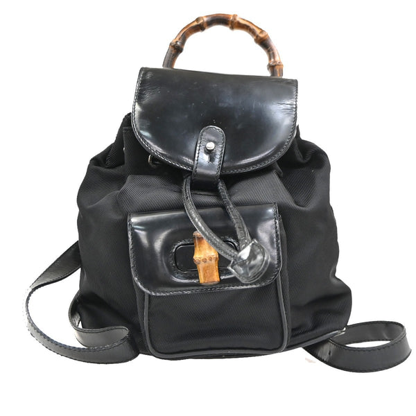 Gucci Vintage Bamboo Backpack Nylon and Patent Leather Mini - image 1