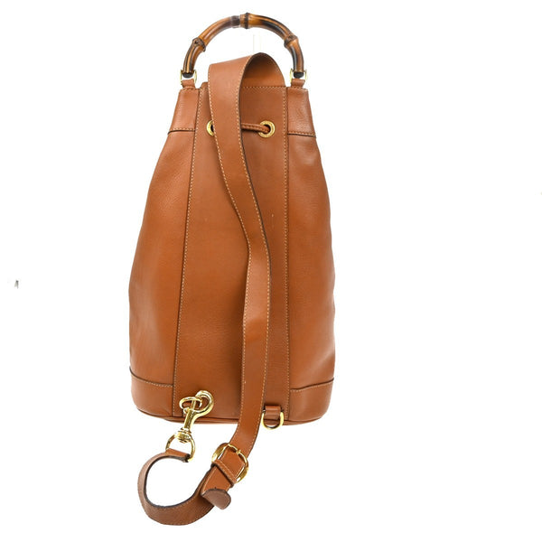 Gucci Vintage Bamboo Sling Backpack Leather Large