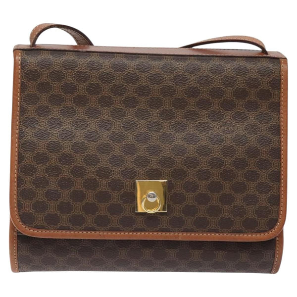 Celine Vintage Macadam Shoulder Bag Canvas and Leather