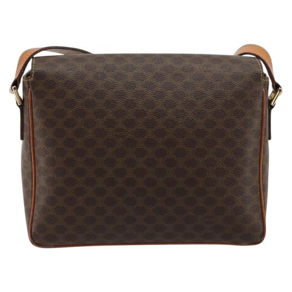 Celine Vintage Macadam Circle Logo Shoulder Bag Canvas and Leather