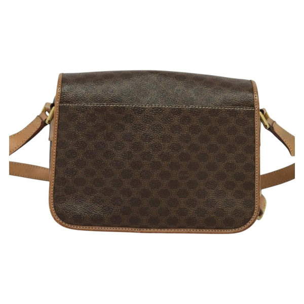 Celine Vintage Macadam Circle Logo Shoulder Bag Canvas and Leather