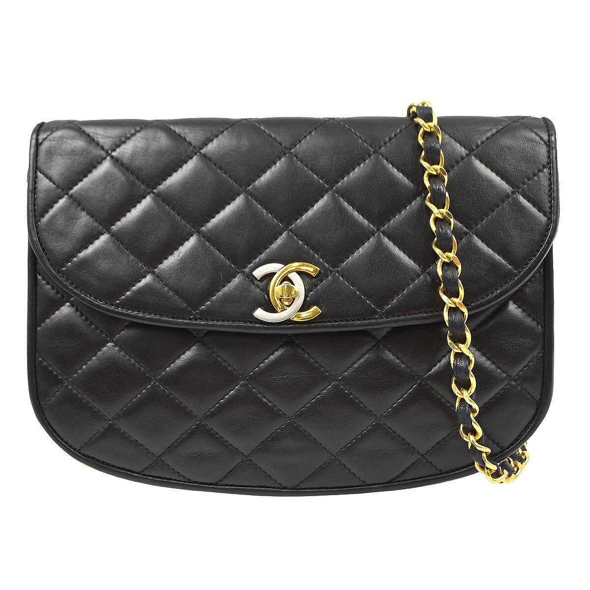 Chanel Vintage Round Flap Bag Quilted Lambskin Small - image 1
