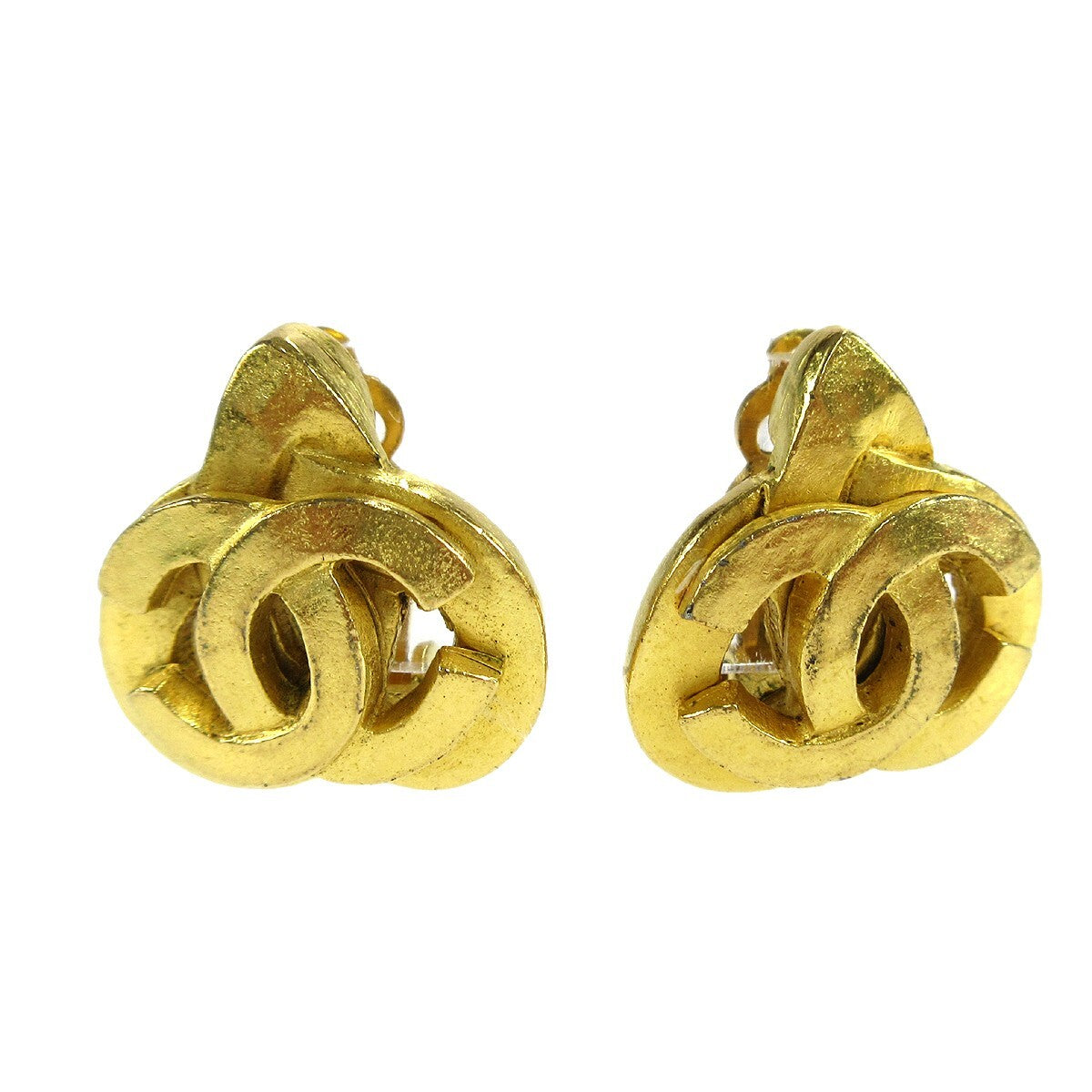 Chanel Vintage CC Heart Clip-On Earrings Metal Small - image 1