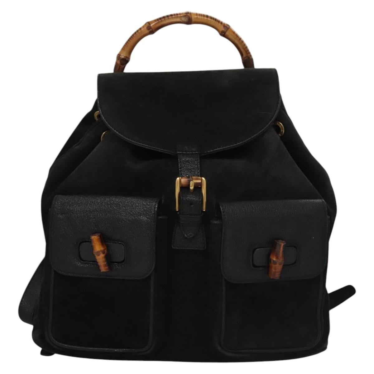 Gucci Vintage Bamboo Backpack Suede and Leather - image 1