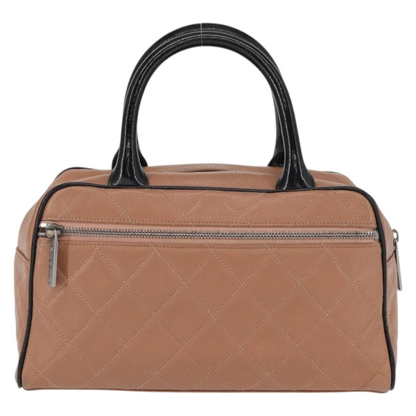 Chanel Embossed Logo Bowler Bag Quilted Caviar Small