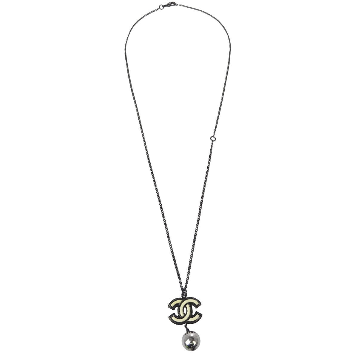 Chanel CC Pearl Drop Necklace Metal with Pearls - image 1
