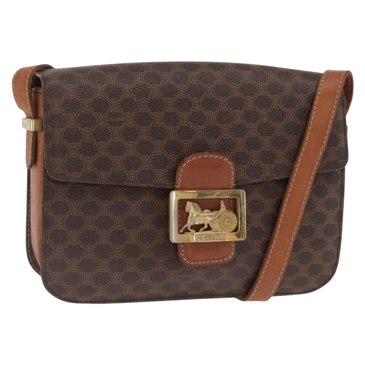 Celine Vintage Horse Carriage Macadam Shoulder Bag Canvas - image 1