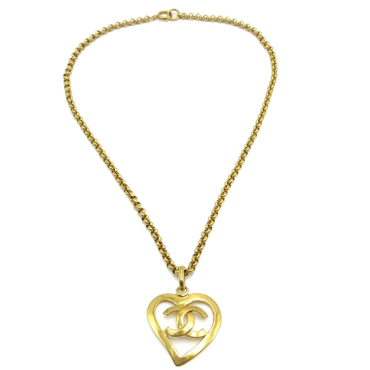 Chanel CC Heart Pendant Necklace Metal - image 1