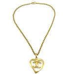 Chanel CC Heart Pendant Necklace Metal - image 1