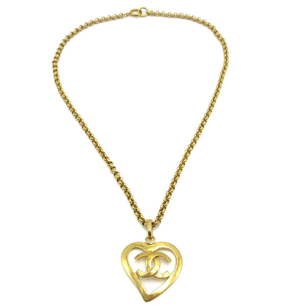Chanel CC Heart Pendant Necklace Metal - image 1
