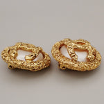 Chanel Vintage CC Logo Round Clip-on Earrings Metal with Crystals - image 2