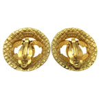 Chanel Vintage CC Round Cutout Clip-On Earrings Metal - image 2