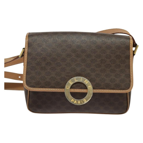 Celine Vintage Macadam Circle Logo Shoulder Bag Canvas and Leather - image 1