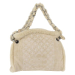 Chanel Vintage Embroidered CC Chain Tote Quilted Suede and Shearling - image 1