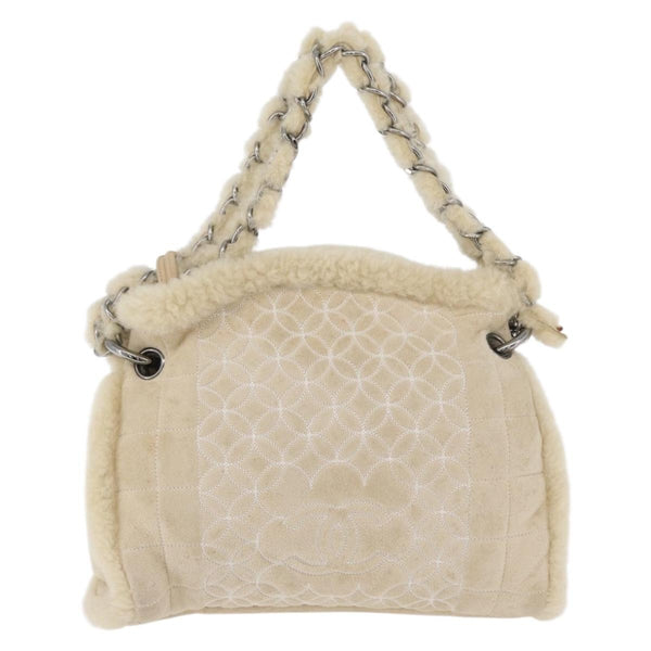 Chanel Vintage Embroidered CC Chain Tote Quilted Suede and Shearling - image 1