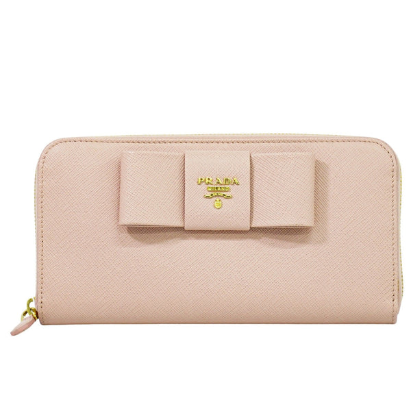 Prada Bow Zip Around Wallet Saffiano Leather Long - image 1