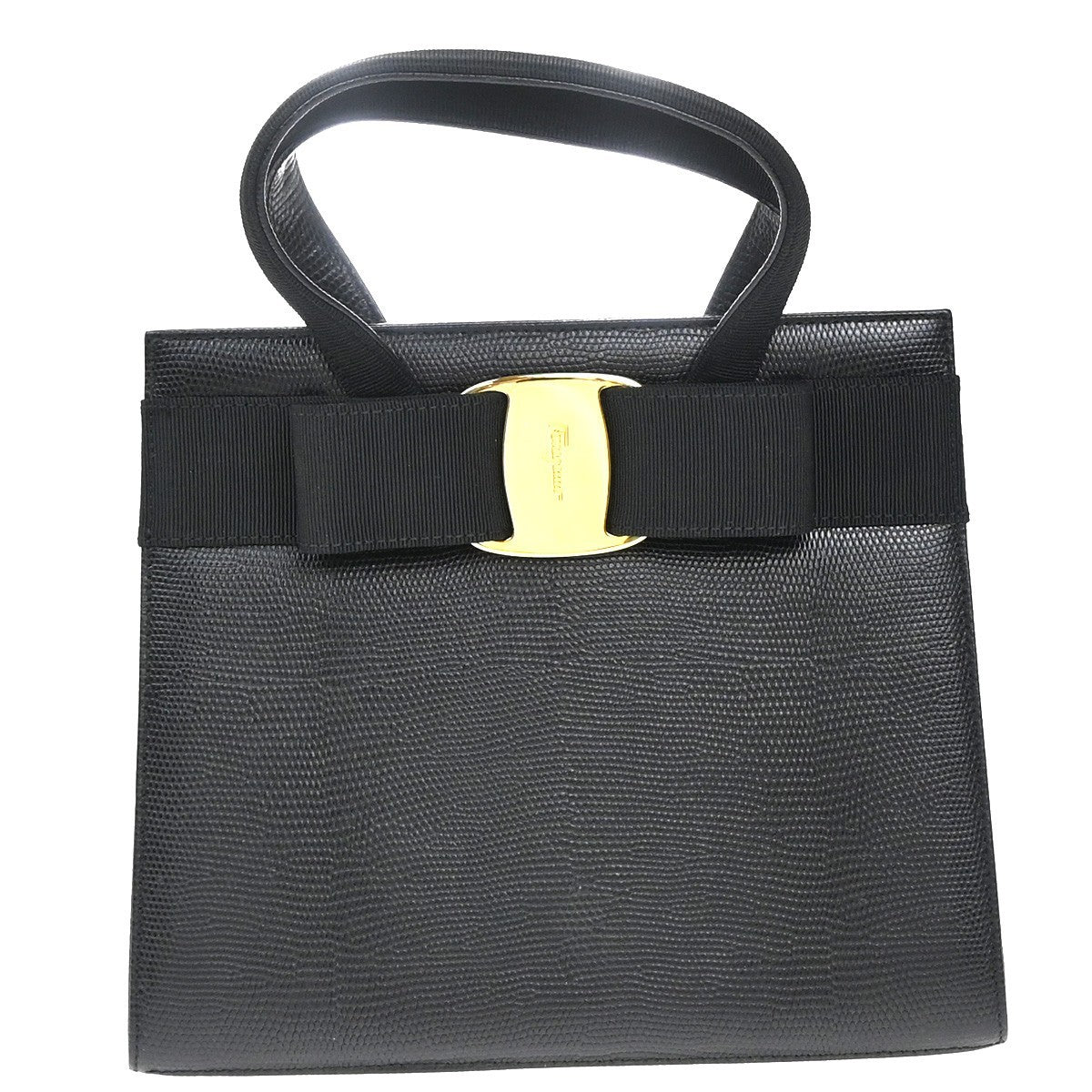 Salvatore Ferragamo Convertible Vara Bow Tote Lizard Embossed Leather Small - image 1