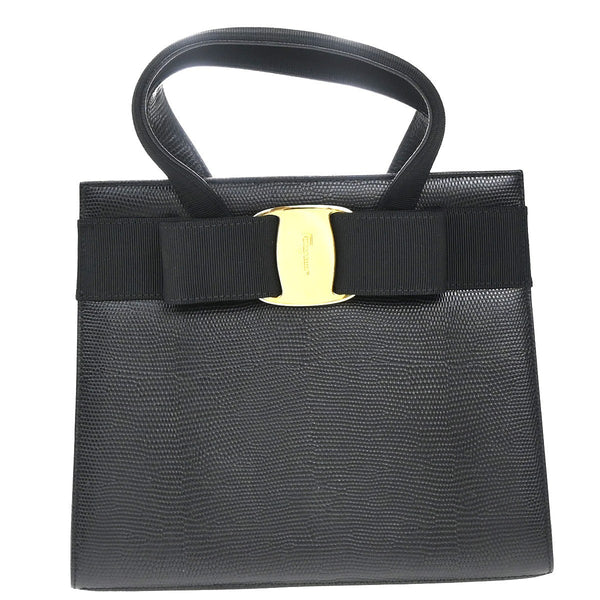 Salvatore Ferragamo Convertible Vara Bow Tote Lizard Embossed Leather Small - image 1