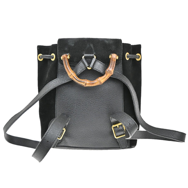 Gucci Vintage Bamboo Backpack Suede Small